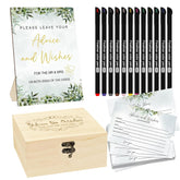 134 Pcs Bridal Shower Decorations, Advice And Wishes For The Mr And Mrs, Greenery Advice For The Bride And Groom, With Wedding Sign 12 Color Pens Wish Box, For Wedding Games Party