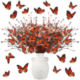 8 Pcs Monarch Butterfly Day Of The Dead Decorations, Artificial Butterfly Picks Flower Bouquet For Altar Vase Filler Table Centerpiece Home Decor Halloween Floral Arrangements