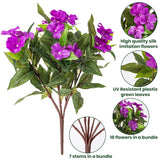 Artificial Fake Flowers For Outdoor Décor 6 Bundles Uv Resistant Fake Plants For Planter Faux Impatiens For Home Porch/Garden Stunning?Purple?