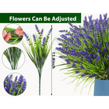 Artificial Plants Outdoor, 22 Pcs Fake Flowers Uv Resistant Outdoor Artificial Lavender Flowers, Plastic Faux Plants For Porch Garden Planter Yard Window Box