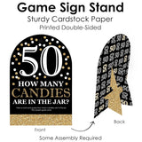 Big Dot of Happiness Adult 50th Birthday - Gold - How Many Candies Birthday Party Game - 1 Stand and 40 Cards - Candy Guessing Game