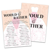 Bridal Shower Game Cards, Would She Rather Game, Brid With Holding Flowers Pink Engagement Party Cards For Wedding, Set Of 30 Cards(Dress003)