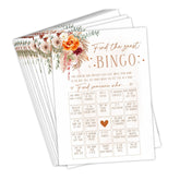 - Bridal Shower Wedding Games - Find The Guest Bingo, Orange And Terracotta Floral Design, Couples Games & Party Activity (50 Cards Pack)