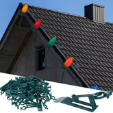 100 Pcs Christmas Light Clips Hooks Holiday Gutter Clips Shingle Weatherproof Green Clips Outdoor String Light Hangers Work On C7, C9, G30, G40 And Led Mini Lights For Christmas Decoration