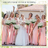 50 Pcs Artificial Lily Of The Valley Bridesmaids Artificial Lilies 14.17 Inch Faux Lily Of The Valley Flower Bulk Chimes Orchid White Bell Flower Bouquet For Wedding Arrangement Bride Party