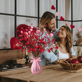 Valentine’S Day Gifts 12 Pcs Heart Shaped Berry Picks Artificial Red Heart Berry Twig Stem Branches With 2 Rolls Of Ribbon Pink Pips For Valentine’S Day Anniversary Flower Bouquets Wedding Home Decor