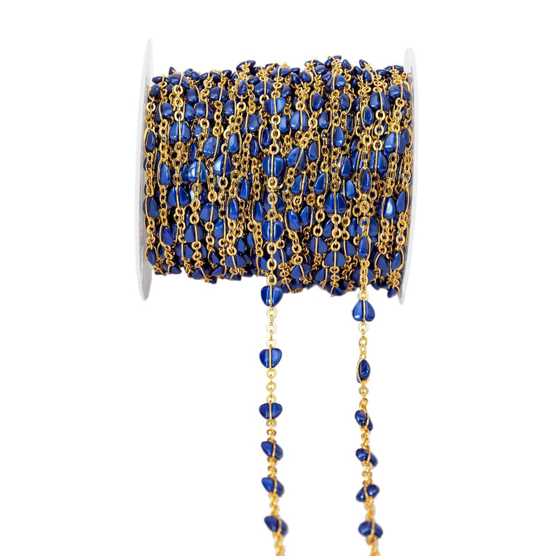 1 Yard Heart Shaped Acrylic Bead Bohemian Style Beaded Gold Chain For