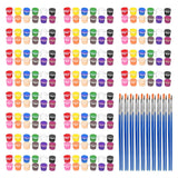 280 Pcs Washable Acrylic Paint For Kids Arts And Crafts, 20 Gouache Watercolor Paint Sets Of 12 Colors For Party Classroom Painting Supplies, 20 Flat And 20 Pointed Brushes