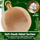 4 Pcs 32 Inch Giant Velvet Inflatable Christmas Balls, Extra Large Blow Up Pvc Ornaments, Flocked Oversized Christmas Ba