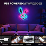 Bunny Neon Sign Rabbit LED Wall Light Dimmable Acrylic Decor for Bedroom Game Room Bar Party Gifts