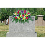 Artificial Cemetery Flowers Saddle-Shaped Tombstone Decorations Non-Fading Uv-Resistant?Yellow+Purple+Brilliant Red Saddle?