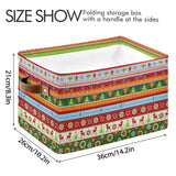 Christmas Storage Basket For Shelves Foldable Open Storage Bin Waterproof Pe Coating Closet Organizer With Handles For Home Office Nursery Kids Shelves Desks