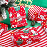 Reversible Cat Christmas Wrapping Paper - Mini Roll - 17 Inch X 33 Feet - Red Christmas Cat Wrapping Paper And Stripes Design For Holiday, Party Celebration