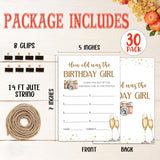 Birthday Party Games, Gold Champagne Birthday Photo Games Card, Birthday Sleepover Party Ideas Supplies, How Old Was The Birthday Girl Game Cards, 30 Pack -03