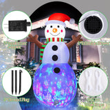 7Ft Christmas Inflatable Snowman Decoration With Built In Music, Christmas Inflatables Blowup With Projector Led Lights,