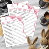 Pink Baby Shower Games For Girl, Find The Guest Game Cards, 25 Gender Neutral Cards, Pink Bow Gender Reveal Party Supply Kit, Baby Shower Decorations(5''X7'')-A04