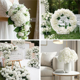 46 Pcs Hydrangea Artificial Flowers Silk Hydrangea Heads With Stems, Ivory Artificial Hydrangea Flowers For Diy Wedding Centerpiece, Garden, Home, Party, Baby Shower Decor