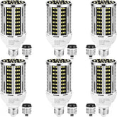 LED Corn Light Bulbs 6 Pack 50W 6500LM 500W Equivalent 5000K Daylight E26/E39 Warehouse Garage Lighting