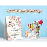 Floral Woodland Baby Shower Games,How Many Animal Crackers,Baby Shower Decorations,Baby Shower Decorations Gender Neutral,Baby Crackers Decor,Baby Shower Centerpieces,50 Cards & 1 Sign -4