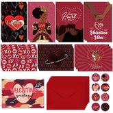 Valentines Day Cards Gifts - 32 Pack African American Valentine'S Day Greeting Cards With Envelopes And Stickers, Black Valentine Love Heart Supplies Gifts For Family Friends Coworkers (Blank Inside)