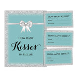 Aquamarine Glitter How Many Kisses In The Jar Bridal Shower Game 1 Sign + 30 Cards