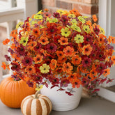 12 Bundles Artificial Fall Flowers Faux Mums For Outdoor Indoor, Artificial Plants Daisy Faux Plants Fake Mums For Fall Decor Pots Patio Garden Porch Autumn (Orange?Brown?Yellow) (12)