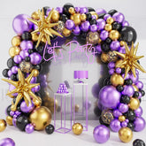 Metallic Purple Black Balloons Arch Garland Kit-Metallic Gold Balloon Gold Confetti Balloon 127Pcs For Graduation,Birthday,Easter,Baby Shower,Anniversary,Christmas Party Decorations.