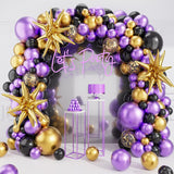 Metallic Purple Black Balloons Arch Garland Kit-Metallic Gold Balloon Gold Confetti Balloon 127Pcs For Graduation,Birthday,Easter,Baby Shower,Anniversary,Christmas Party Decorations.