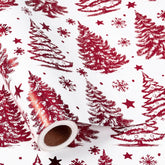 Christmas Wrapping Paper Roll - Mini Roll - Red Foil Christmas Tree Pattern Great For Holiday Gifts, Party And More - 17 Inches X 16.5 Feet