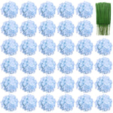 34 Pcs Silk Hydrangea Heads Artificial Flowers Heads And Stems Fake Hydrangea Flowers In Blue For Home Wedding Decor
