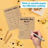 20Pcs Who Knows The Birthday Boy Best Theme Birthday Party Game Cards-3-In-1 Minimalist Brown Birthday Party Game Cards For Boys Teens Adult-Party Activity Supplies & Decorations?5 ''X7 ''?-A10