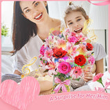 Flower Bouquet Birthday Cards With Music & Lights, Happy Birthday Cards, Lily Daisy Carnations, Anniversary Card, Paper 3D Pop Up Bouquet Greeting Card Gift For Mom Wife Women