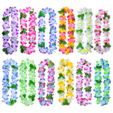 12 Bulk Hawaiian Leis For Adults – Vibrant Artificial Flower Leis For Luau Party, Beach Theme Decorations, Summer Pool Party Favors, Tropical Vacation & Hawaiian Birthday Decor