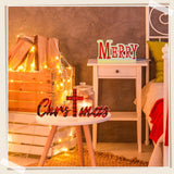 Merry Christ Mas Wooden Table Sign Christian Jesus Christmas Red Nativity Cross Religious Gifts Buffalo Plaid Tabletop Decor Faith Blessed Cross Art Centerpieces For Church Home Room Decor