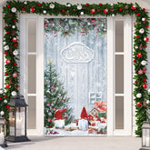 Christmas Gnome Door Cover Decorations Merry Christmas Front Door Cover Winter Snowflake Backdrop Wood Door Banner Photo Booth Props For Christmas Party Decorations