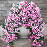 Artificial Fake Hanging Flowers Plants For Outdoors Decoration, Uv Resistant 2Pcs Faux Lily Flower Vines For Home Patio Porch Balcony Garden Yard, Pink