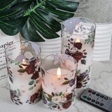 Battery Operated Glass Flameless Candles With Remote And Timer Real Wax 3D Wick Flickering Rose Led Pillar Candles Wedding Dinner Christmas Holiday Decor D3 X H4, 5", 6"
