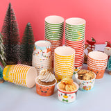 Christmas Treat Snack Cups, 60Pcs Xmas Disposable Ice Cream Paper Cups Merry Christmas Sonwman Santa Elk Bowls Snack Cups For Christmas Party Supplies Decorations(3 Oz)