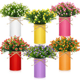 6 Sets Summer Spring Table Centerpieces Decoration Artificial Milan Flower Bouquet With Metal Pot Farmhouse Floral Centerpiece Summer Decoration For Home Dining Room Bathroom Office Party Decor