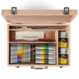 Winsor & Newton Galeria Acrylic Paint, Wooden Set 8 x 60ml Tubes (includes 2 Brushes, 2 Varnishes, Knife, Cloth)