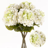 5Pcs Realistic White With Green Hydrangea Artificial Flowers With Stems 24 Inch Lifelike Faux Hydrangeas Flower Large Hydrangea For Weddings Bouquets Table Centerpieces Home Decor Party