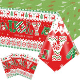 3 Pack Christmas Ugly Sweater Tablecloths Decoration Plastic Table Covers Merry Christmas Xmas Winter Holiday Birthday Party Decor, 54 X 108 Inch