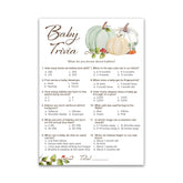 White Pumpkins Baby Shower Games, Baby Trivia Game - Pack Of 25 - Fall Baby Shower Activity, Rustic Gender Neutral Little Pumpkin Autumn Couples Shower, Fun Baby Facts Gender Reveal Party G332-Trv