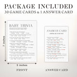 Baby Trivia Game Kits For Baby Shower - Minimalism Pearl White - 30 Fill In The Blank Game Cards With 1 Answer Card Each Set, Gender Reveal, Gender Neutral?Party Favor & Supplies - A06