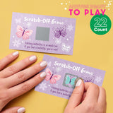 Big Dot of Happiness Butterfly Party Game - Premium Scratch-Off Cards for Baby Shower Birthday Celebration, 22 Pack with 2 Winner Cards, Floral Design for Girls and Boys