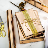 Dark Gold Wrapping Paper Roll - 17 In X 32.8 Ft(46.5 Sq.Ft.) Champagne Gold Gift Wrap With Grid Cutting Lines For Christmas, Wedding, Birthday, Valentines Day, Mothers Day, Baby Shower