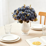 18 Heads Ink Blue Artificial Chrysanthemum Flowers Fake Mums Ink Blue Kiku Gothic Flowers Bouquet Silk Chrysanthemums For Indoor Outdoor Table Centerpiece Vase Pots Decoration, 2 Pcs