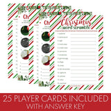 Christmas Party Games, Festive Holiday Word Scramble And Christmas Picture Quiz (2 Game Bundle) - 25 Dual Sided Cards
