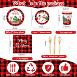 173 Pieces Christmas Party Supplies Buffalo Christmas Paper Plates And Napkins Disposable Xmas Tableware Set Merry Christmas Plaid Tablecloths Banner For Christmas Holiday Party Decor Serves 24 Guests