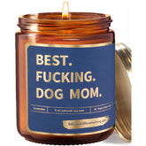Best Dog Mom, Funny Lavender Vanilla Scented Candle, 100% Soy Wax | Dog Mom Gifts For Women For Birthday | Friendship Present Idea For Animal Pet Lovers | New Puppy Fur Mama Birthday Gift From Dogs
